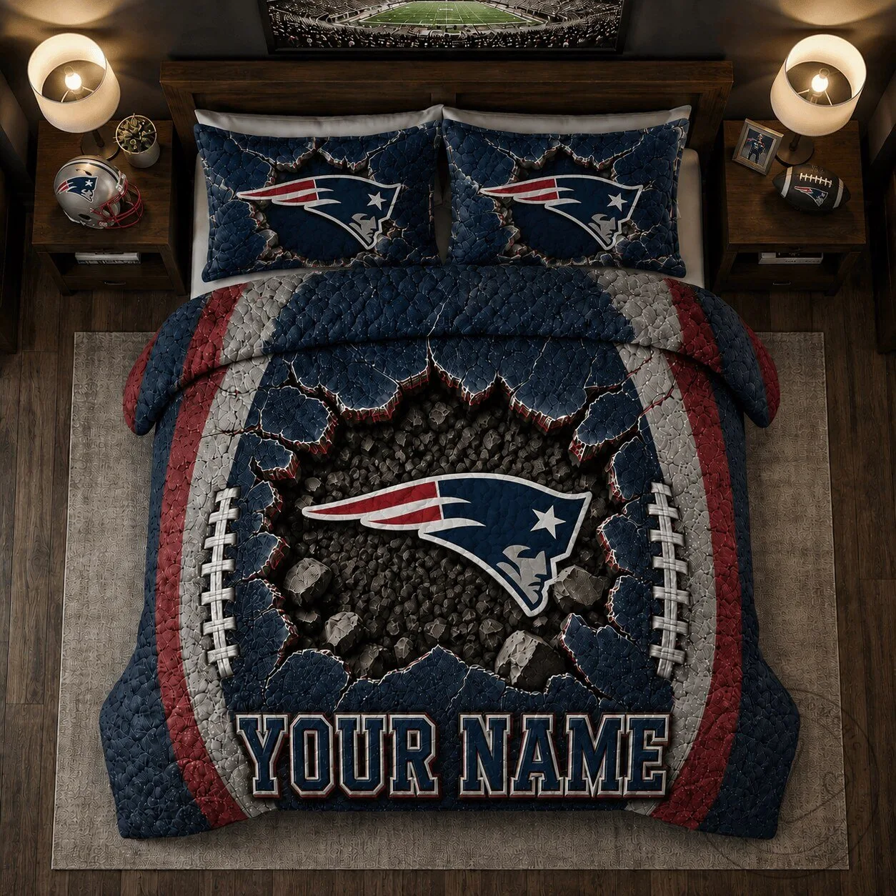 New England Patriots Personalized Football Bedding Set