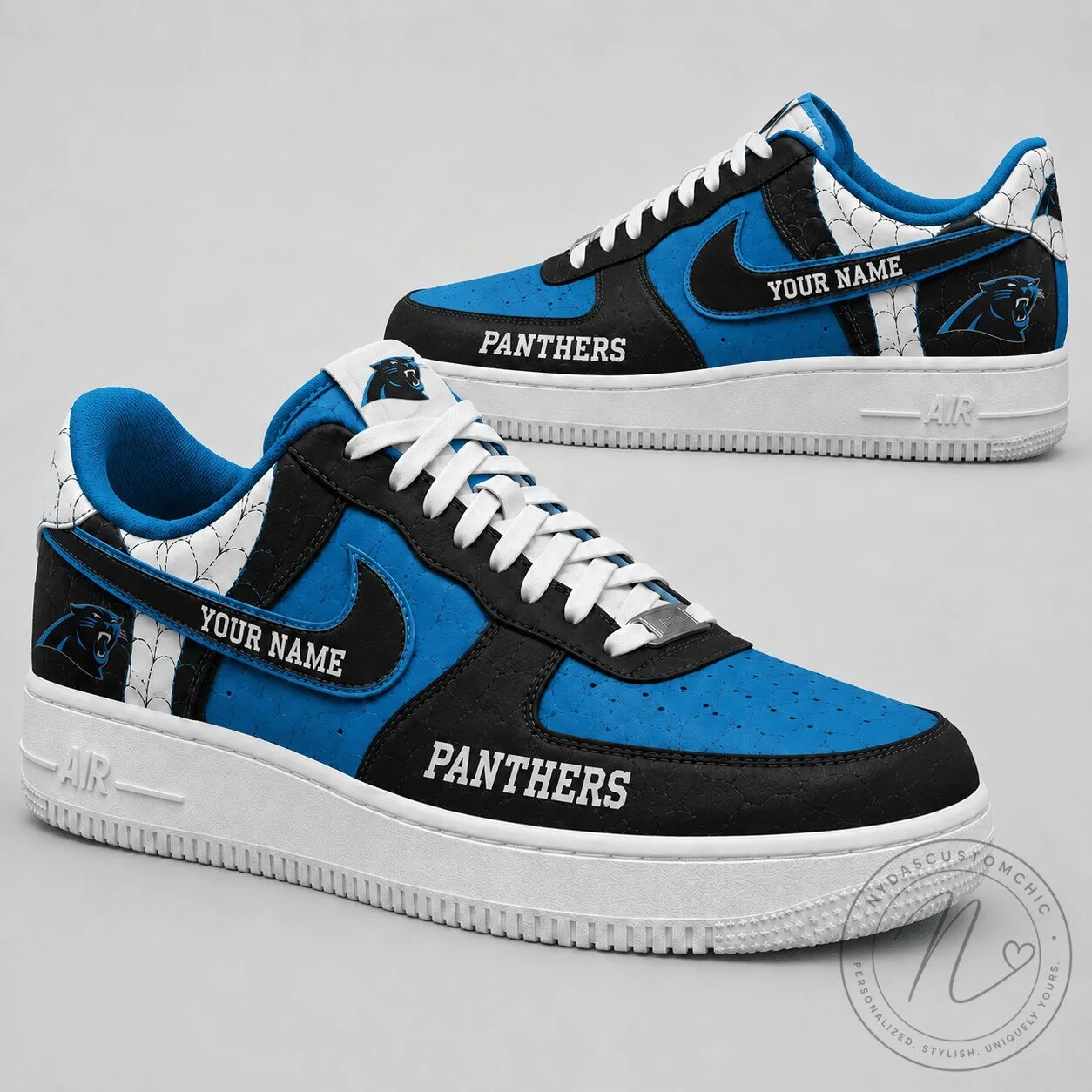 Carolina Panthers Personalized Blue and Black Team Logo Sneakers 4 Carolina Panthers Personalized Blue and Black Team Logo Sneakers