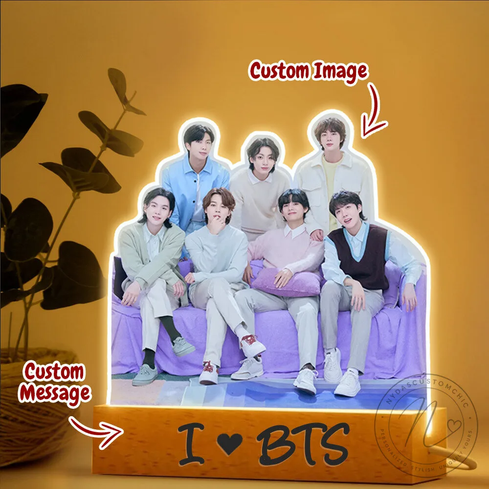Personalized K-Pop Light Up Acrylic Block with Custom Image and Message