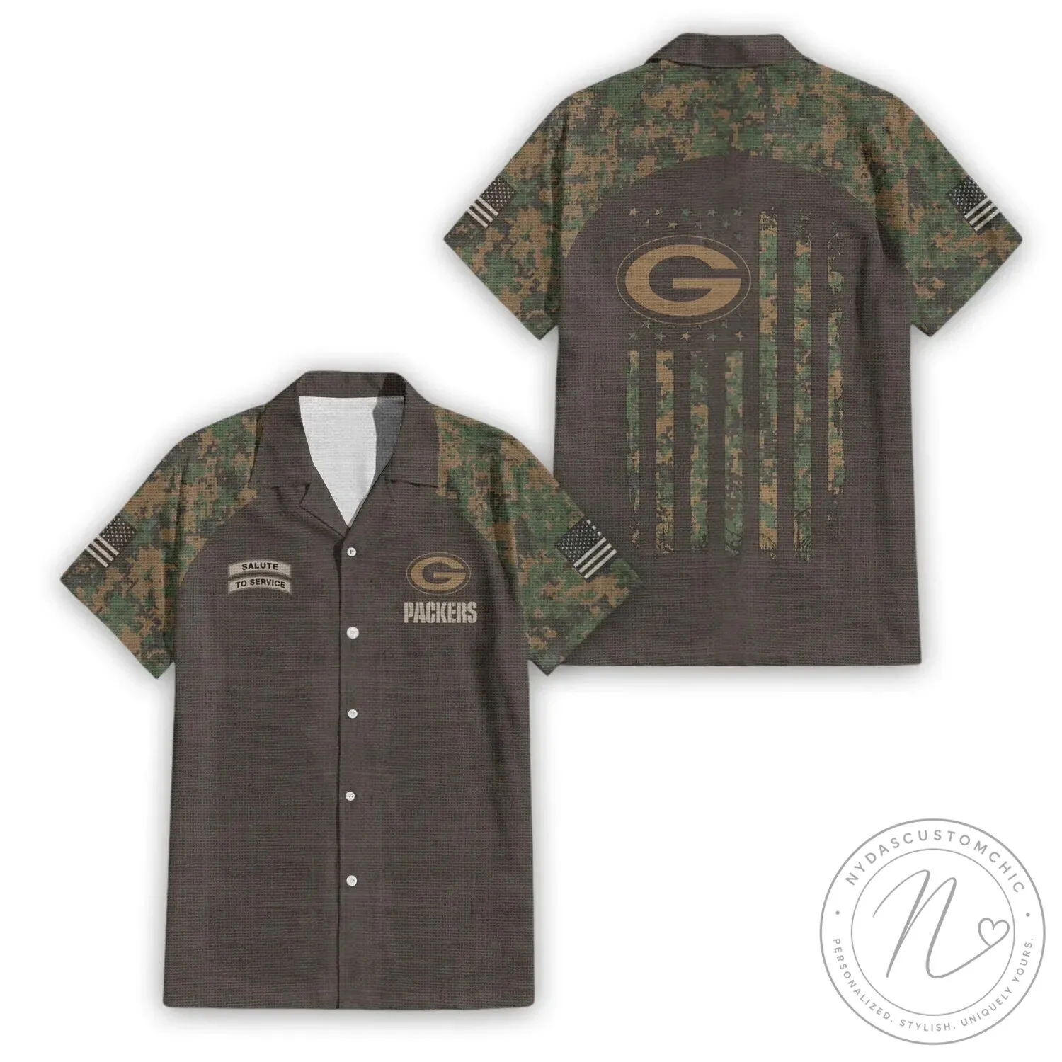 Camouflage Hawaiian Shirt - Salute To Service by Green Bay Packers