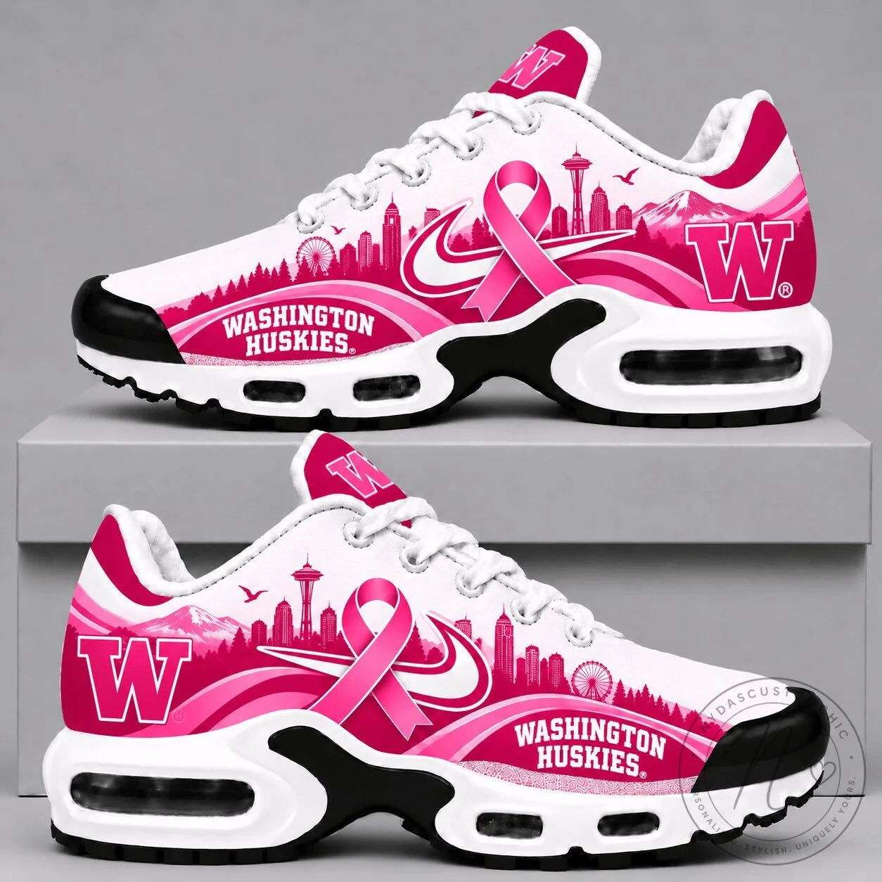 Washington Huskies Breast Cancer Awareness Pink Ribbon Air Max Shoes 5 Washington Huskies Breast Cancer Awareness Pink Ribbon Air Max Shoes