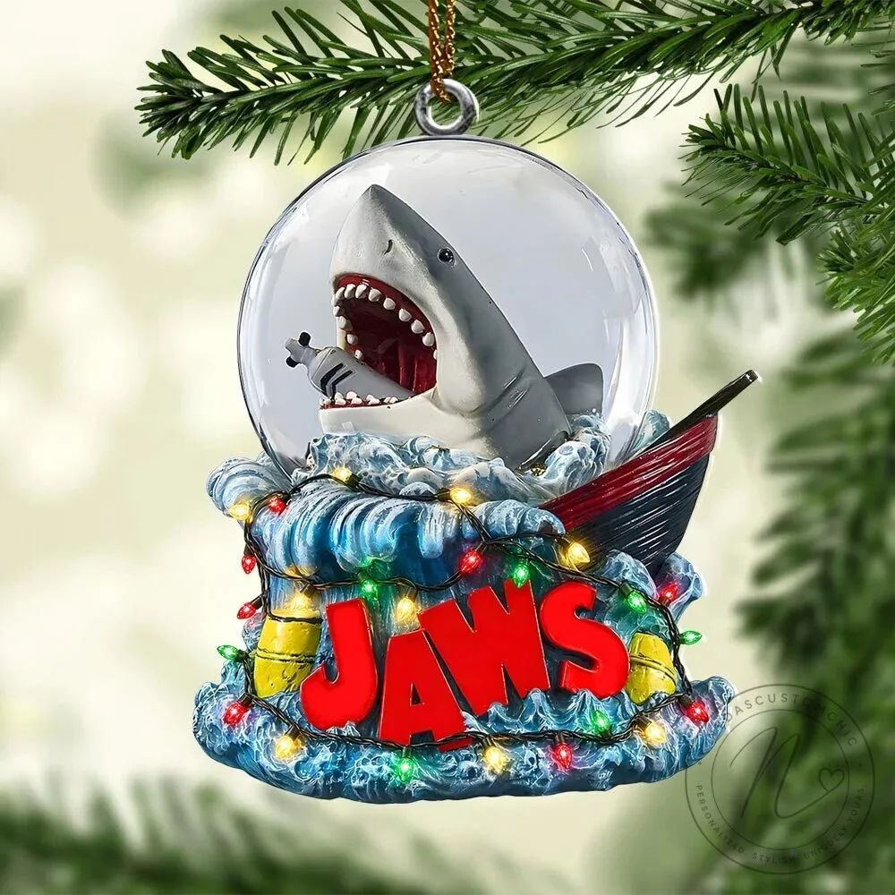Christmas Tree Ornament Featuring Jaws Movie Poster Design