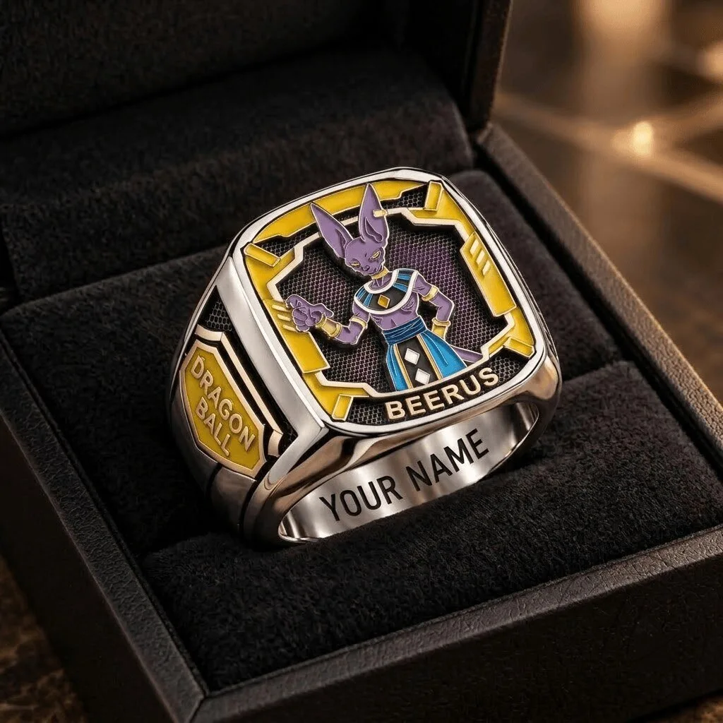 Dragon Ball Beerus Engraved Stainless Steel Ring