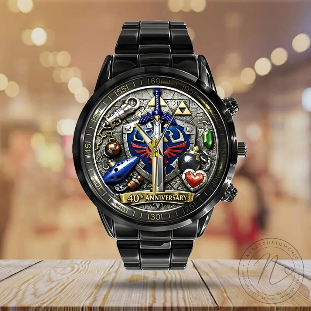 The Legend of Zelda 40th Anniversary Black Stainless Steel Watch 11 The Legend of Zelda 40th Anniversary Black Stainless Steel Watch