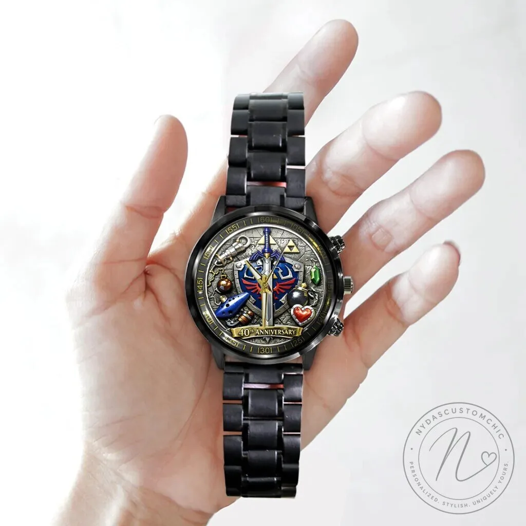 The Legend of Zelda 40th Anniversary Black Stainless Steel Watch 12 The Legend of Zelda 40th Anniversary Black Stainless Steel Watch