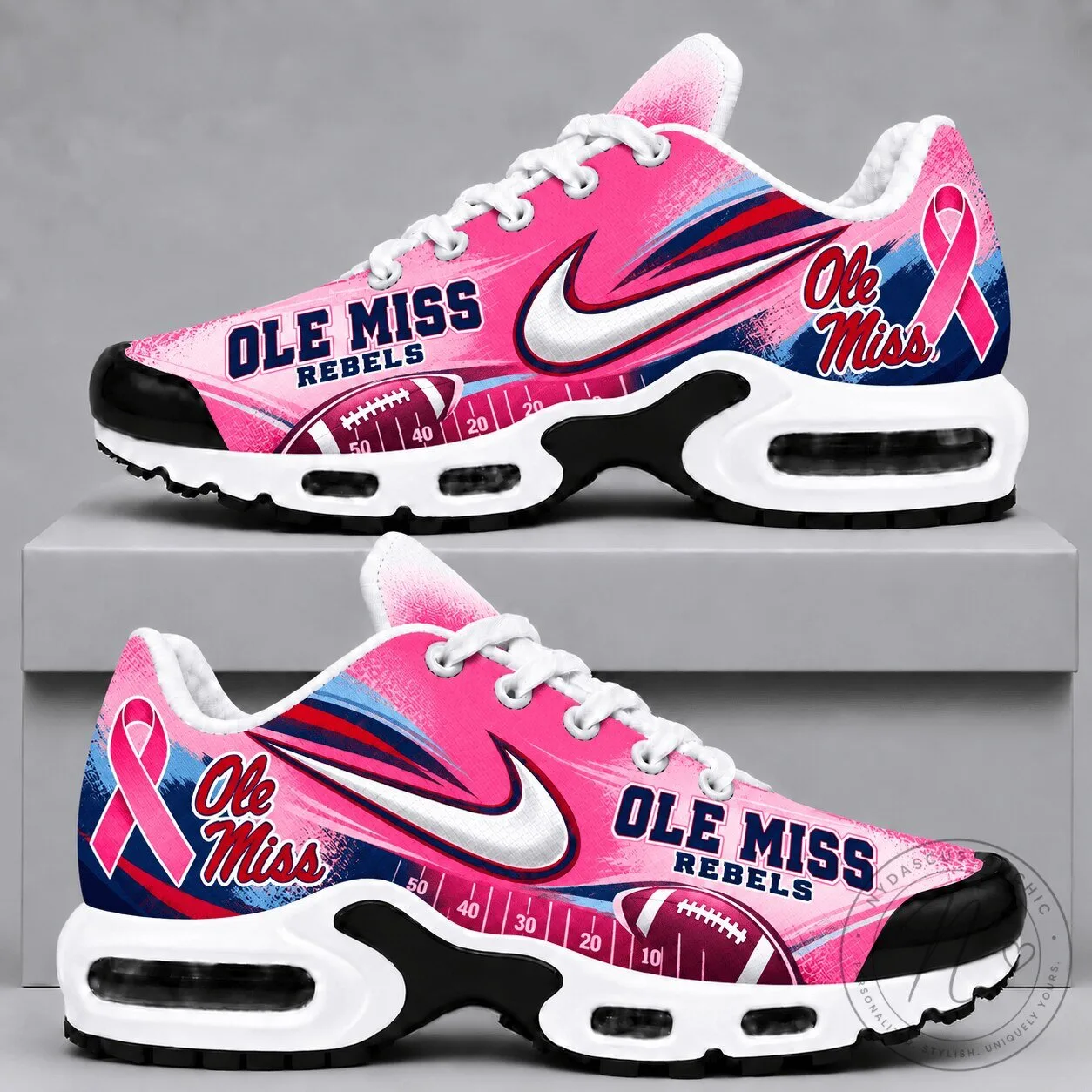 Ole Miss Rebels Breast Cancer Awareness Football Pink Running Shoes 2 Ole Miss Rebels Breast Cancer Awareness Football Pink Running Shoes