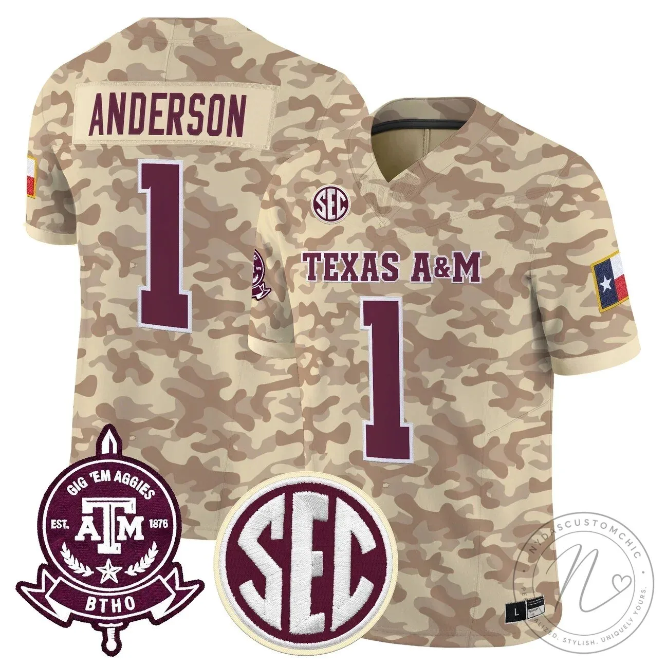 Camouflage Game Day Jersey for Texas A&M Aggies Football Team 20 Camouflage Game Day Jersey for Texas A&M Aggies Football Team