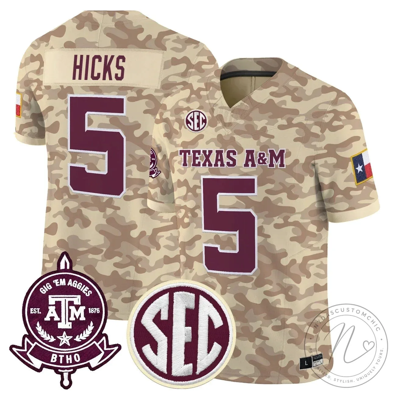 Camouflage Game Day Jersey for Texas A&M Aggies Football Team 22 Camouflage Game Day Jersey for Texas A&M Aggies Football Team