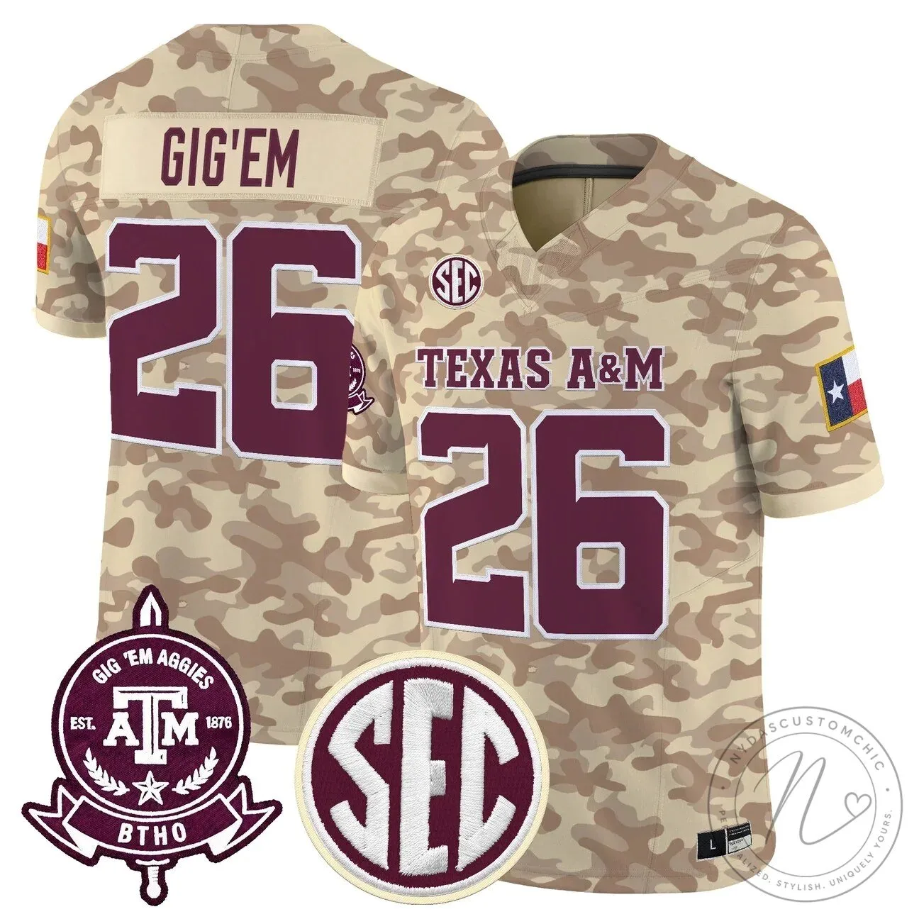Camouflage Game Day Jersey for Texas A&M Aggies Football Team 23 Camouflage Game Day Jersey for Texas A&M Aggies Football Team