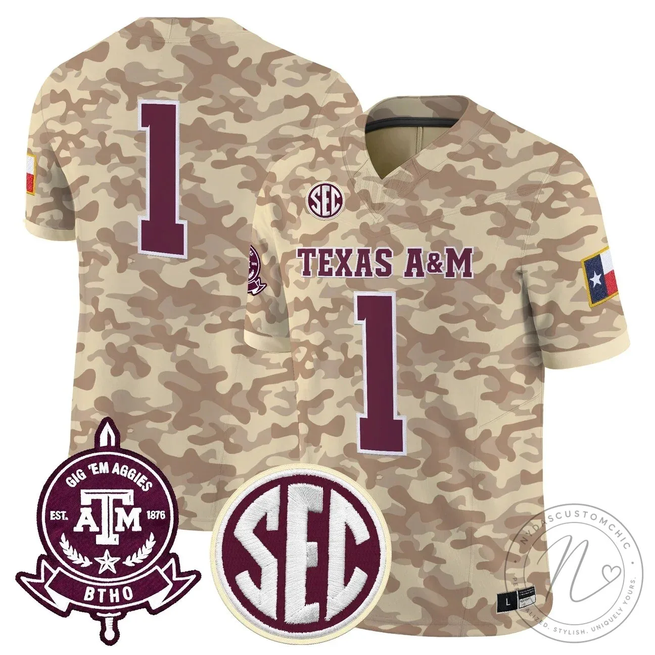 Camouflage Game Day Jersey for Texas A&M Aggies Football Team 25 Camouflage Game Day Jersey for Texas A&M Aggies Football Team