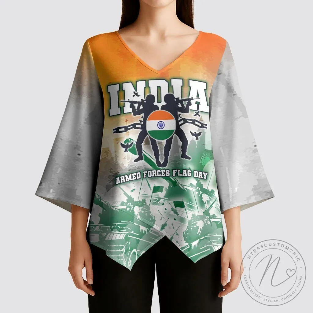 India Armed Forces Flag Day Kimono Sleeve Blouse Military Indian Flag Silhouette 12 India Armed Forces Flag Day Kimono Sleeve Blouse Military Indian Flag Silhouette