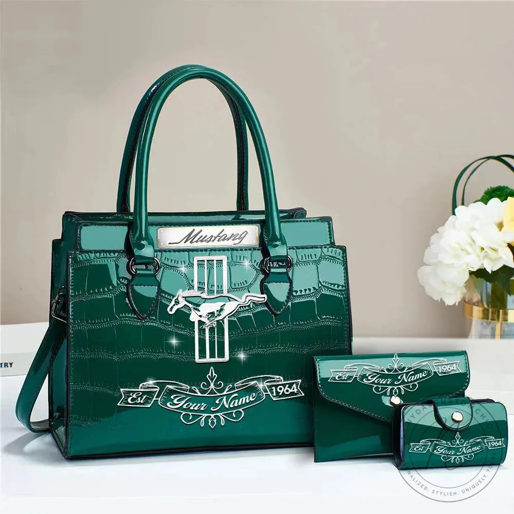 Ford Mustang Custom Name Deluxe Leather Handbag Set For Women 12 Ford Mustang Custom Name Deluxe Leather Handbag Set For Women