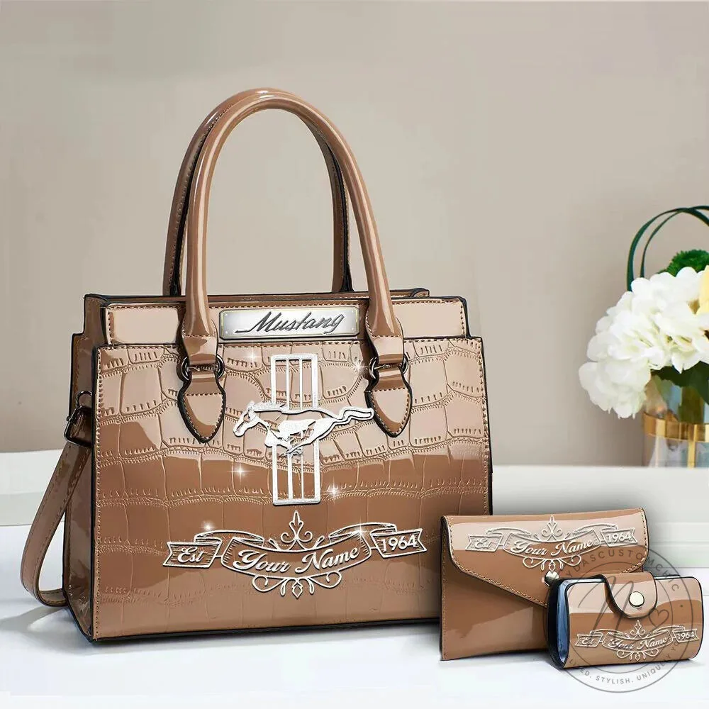 Ford Mustang Custom Name Deluxe Leather Handbag Set For Women 13 Ford Mustang Custom Name Deluxe Leather Handbag Set For Women