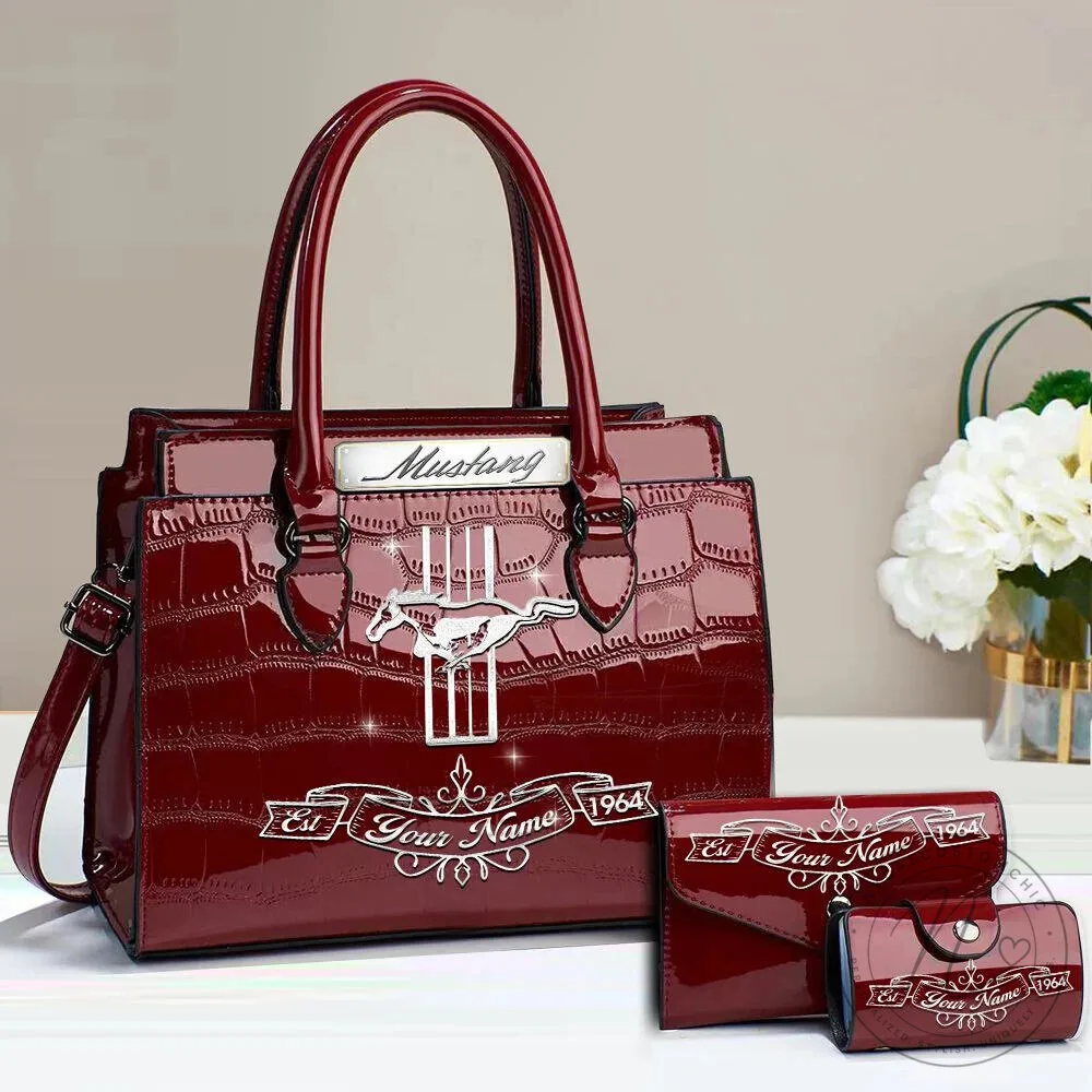 Ford Mustang Custom Name Deluxe Leather Handbag Set For Women 14 Ford Mustang Custom Name Deluxe Leather Handbag Set For Women