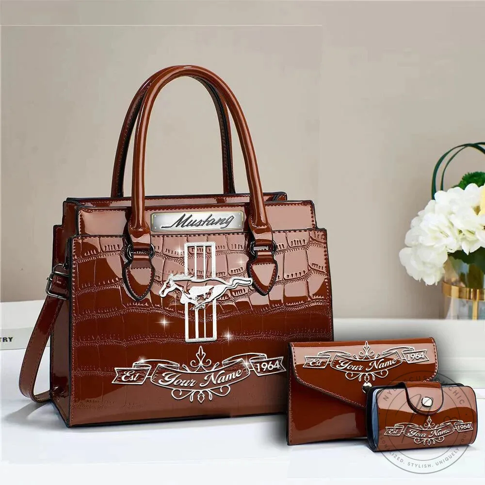 Ford Mustang Custom Name Deluxe Leather Handbag Set For Women 15 Ford Mustang Custom Name Deluxe Leather Handbag Set For Women
