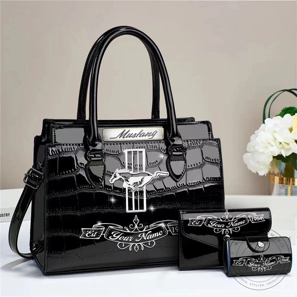 Ford Mustang Custom Name Deluxe Leather Handbag Set For Women 17 Ford Mustang Custom Name Deluxe Leather Handbag Set For Women