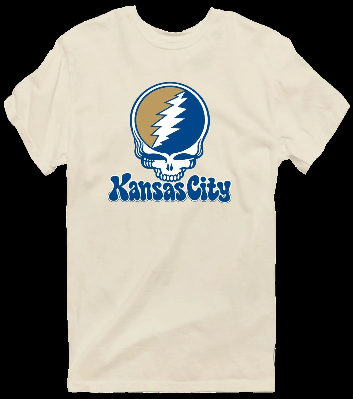 Grateful Dead Kansas City Baseball Stealie Skull Logo Cream T-Shirt
