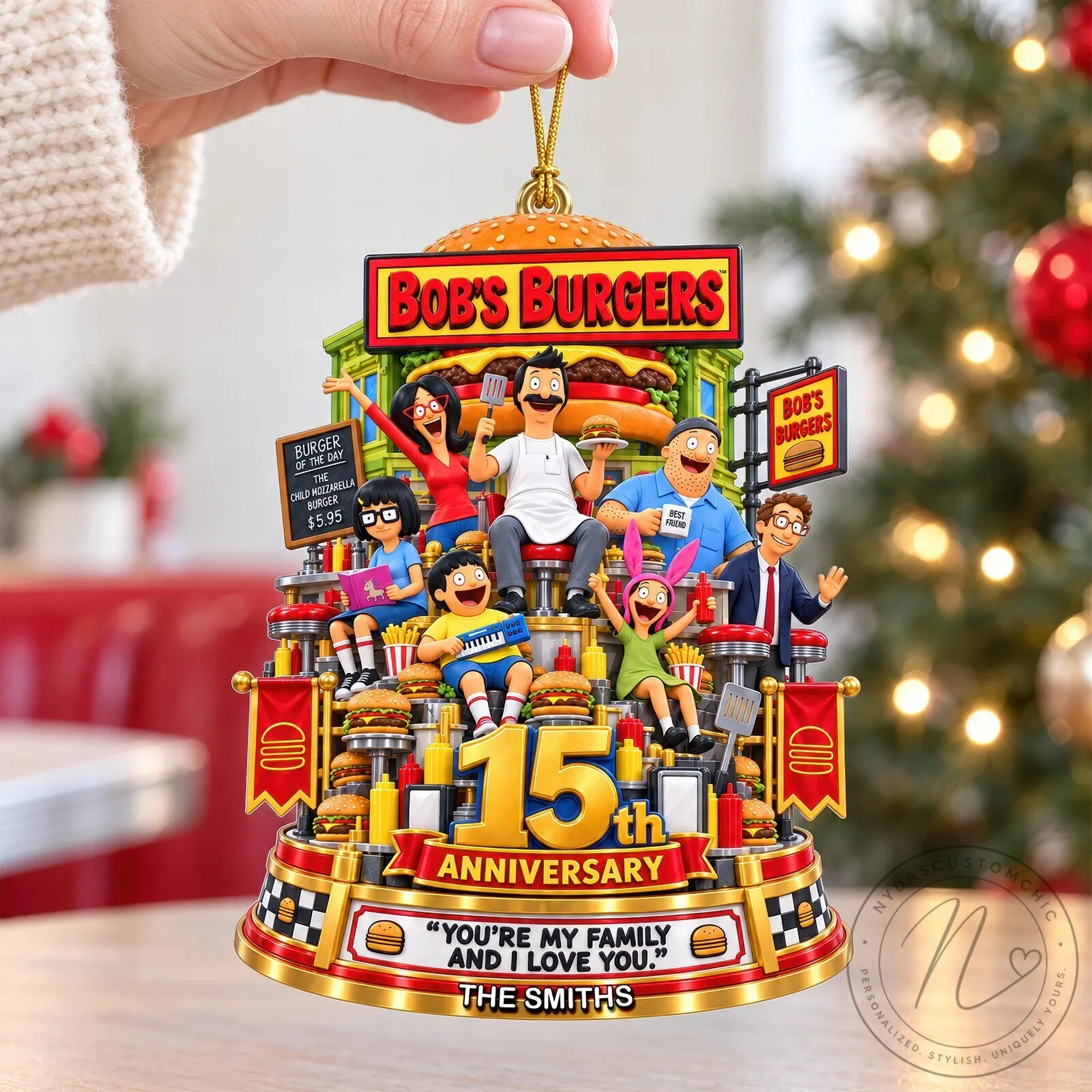 Bob's Burgers 15th Anniversary Family Quote Personalized Christmas Ornament 12 Bob