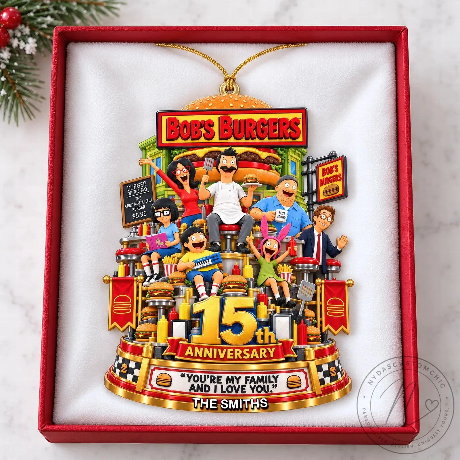 Bob's Burgers 15th Anniversary Family Quote Personalized Christmas Ornament 13 Bob