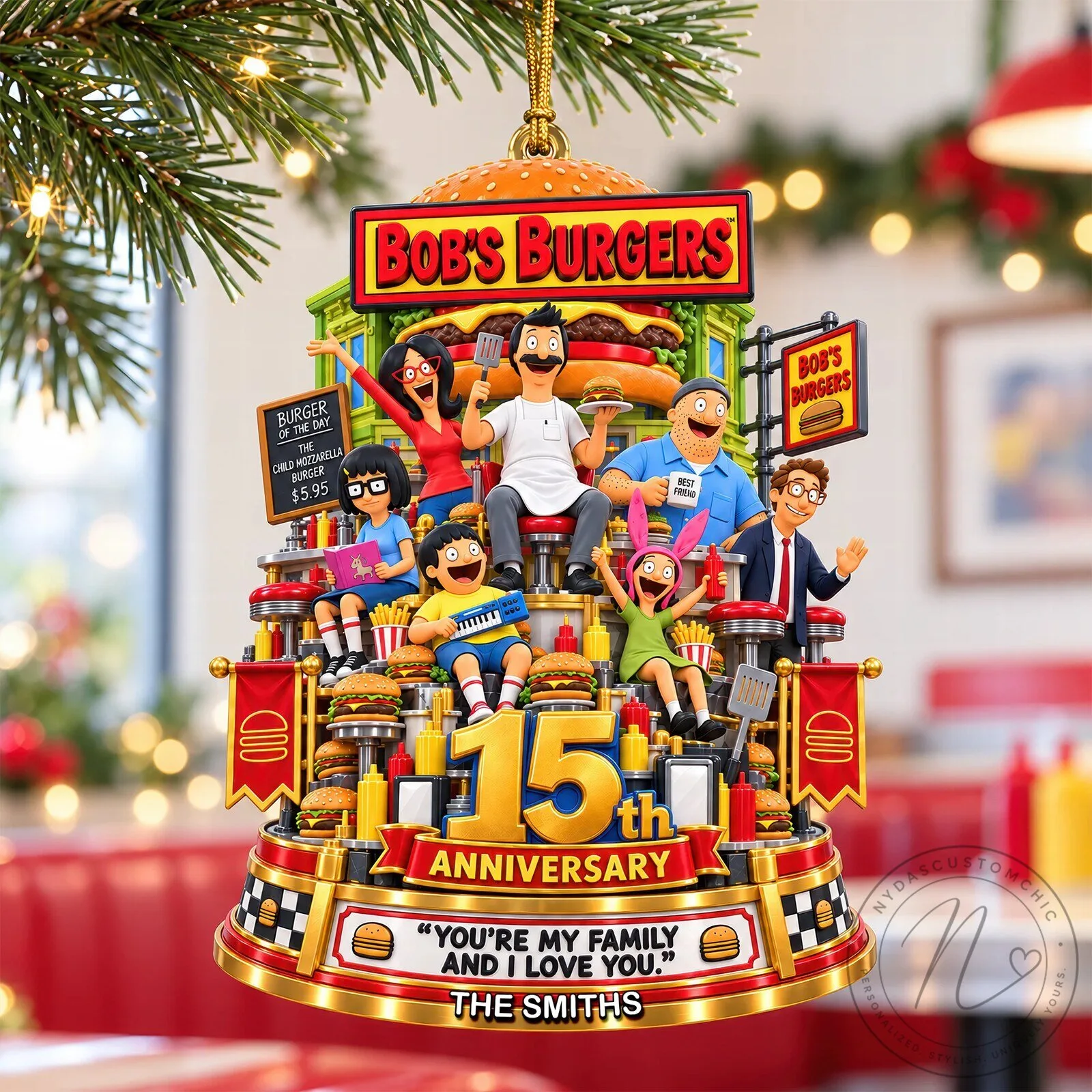 Bob's Burgers 15th Anniversary Family Quote Personalized Christmas Ornament 14 Bob