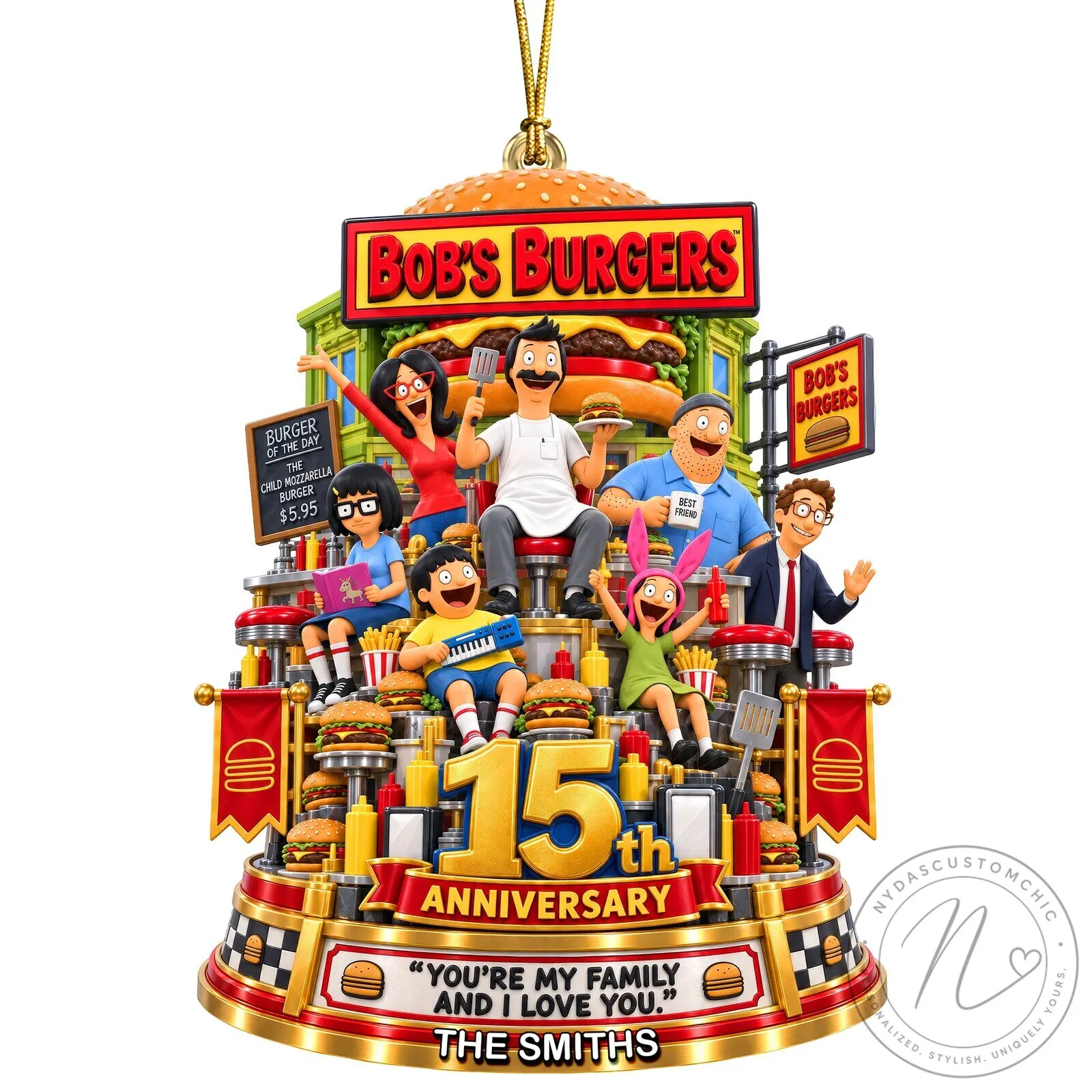 Bob's Burgers 15th Anniversary Family Quote Personalized Christmas Ornament 15 Bob