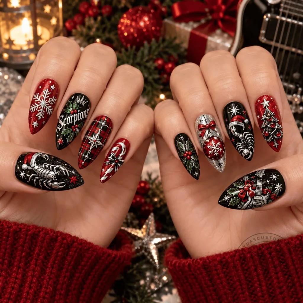 Scorpions Christmas Holiday Press On Nails Set Scorpions Christmas Holiday Press On Nails Set