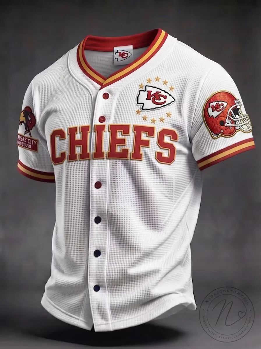 Kansas City Chiefs Football Team White Custom Name And Number Baseball Jersey