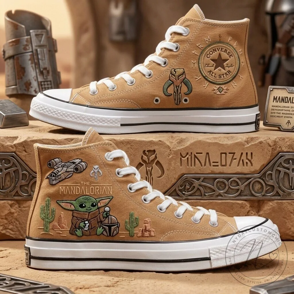 The Mandalorian Grogu Star Wars High Top Canvas Shoes 4 The Mandalorian Grogu Star Wars High Top Canvas Shoes