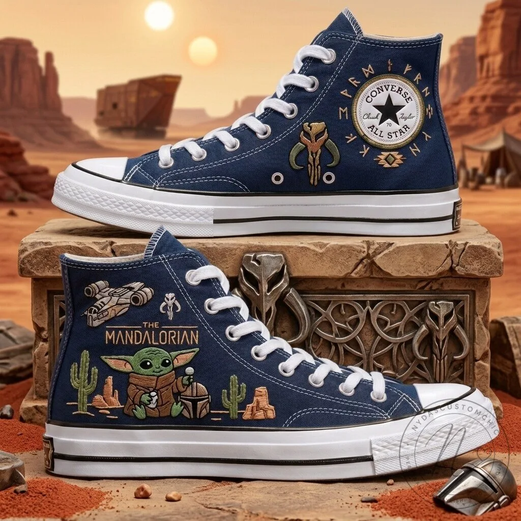 The Mandalorian Grogu Star Wars High Top Canvas Shoes 13 The Mandalorian Grogu Star Wars High Top Canvas Shoes