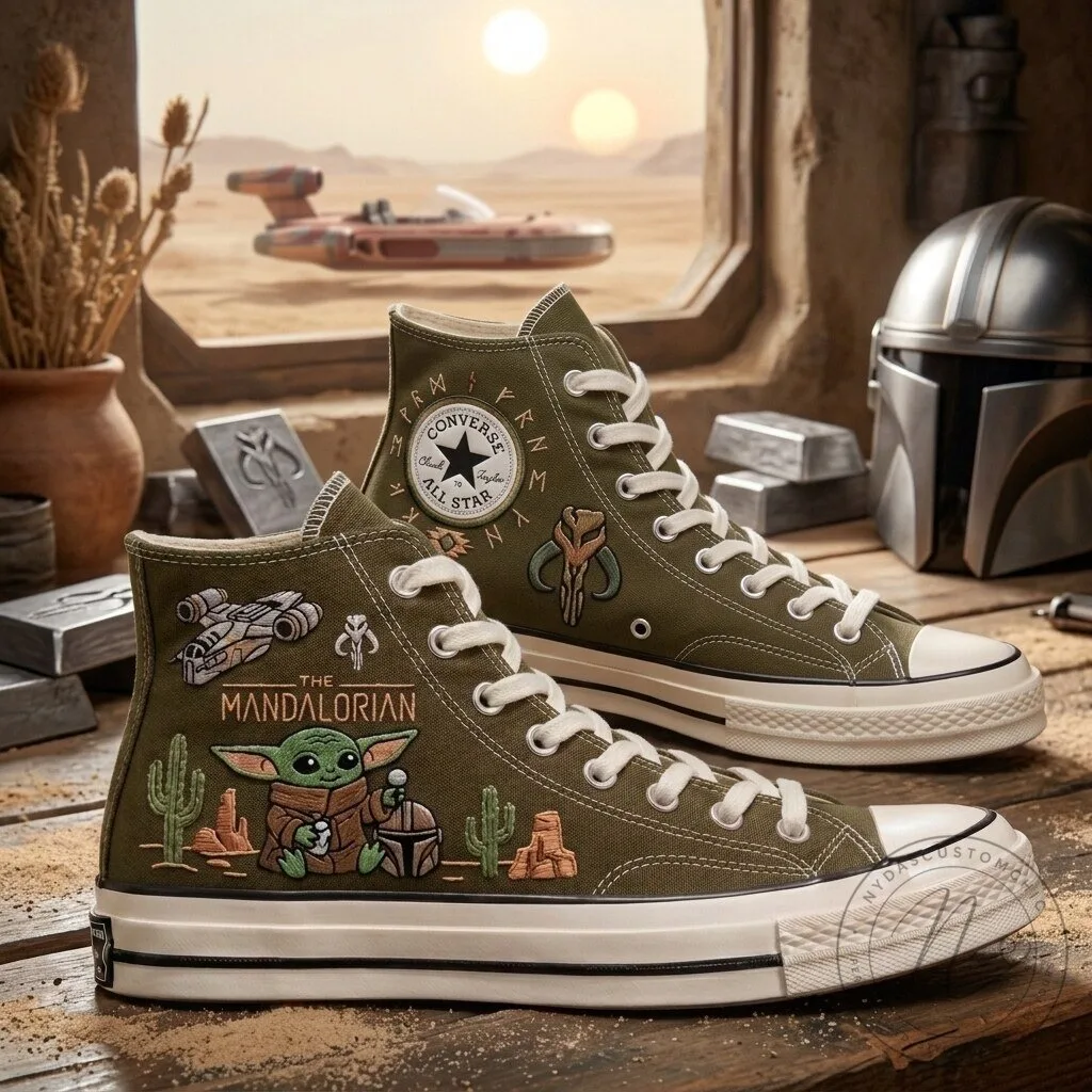 The Mandalorian Grogu Star Wars High Top Canvas Shoes 16 The Mandalorian Grogu Star Wars High Top Canvas Shoes