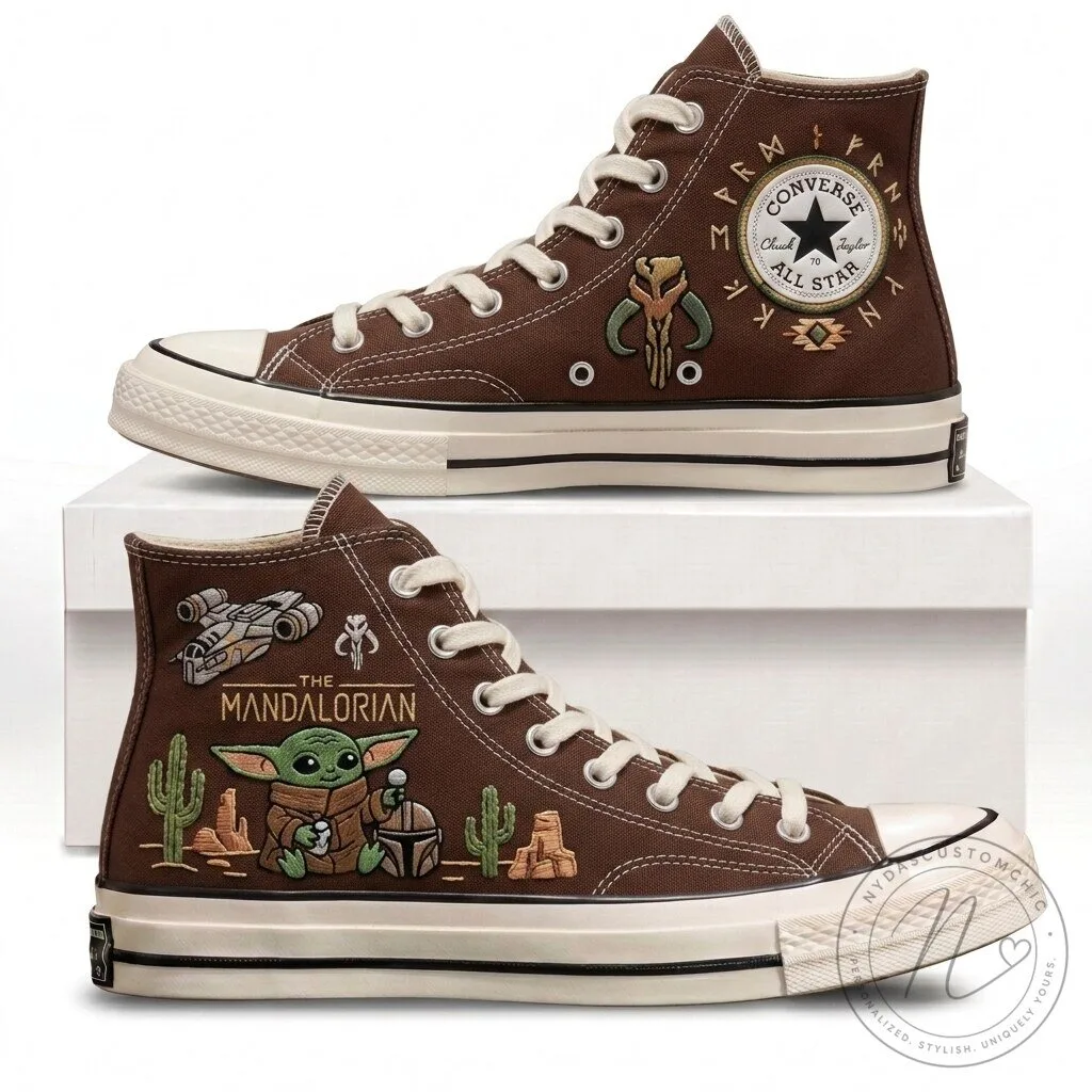 The Mandalorian Grogu Star Wars High Top Canvas Shoes 17 The Mandalorian Grogu Star Wars High Top Canvas Shoes