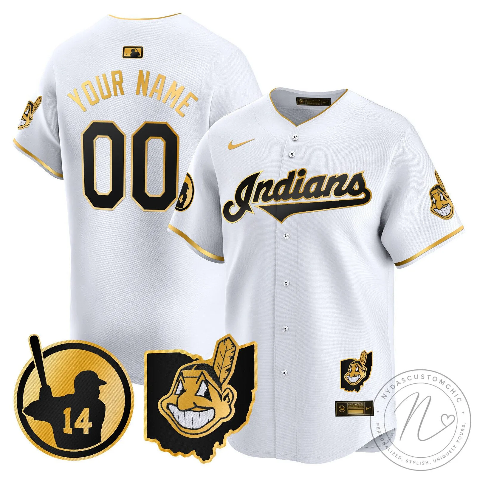 Cleveland Indians Custom Baseball Jersey Black Gold 17 Cleveland Indians Custom Baseball Jersey Black Gold