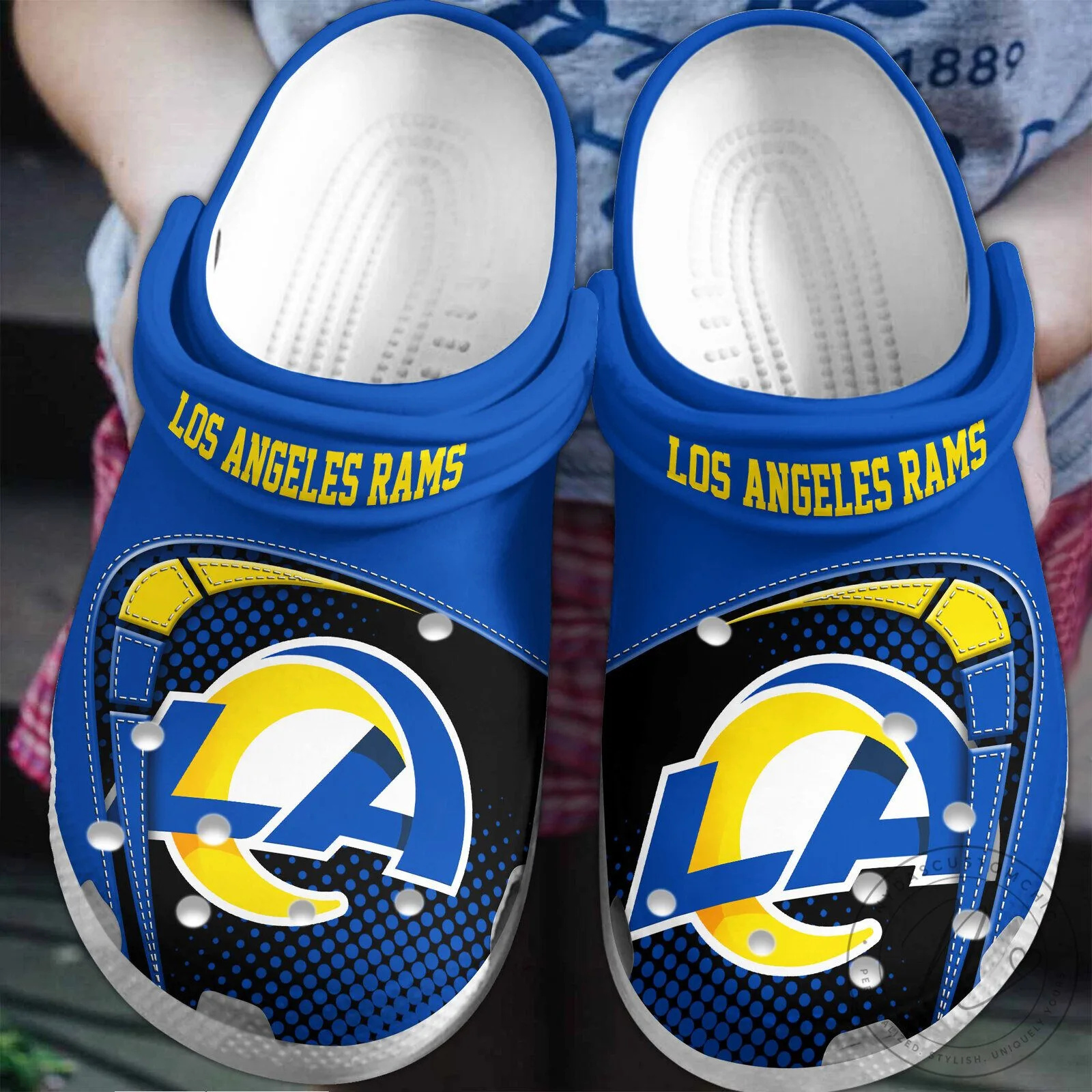 Los Angeles Rams Football Team Logo Blue and Yellow Fan Shoes