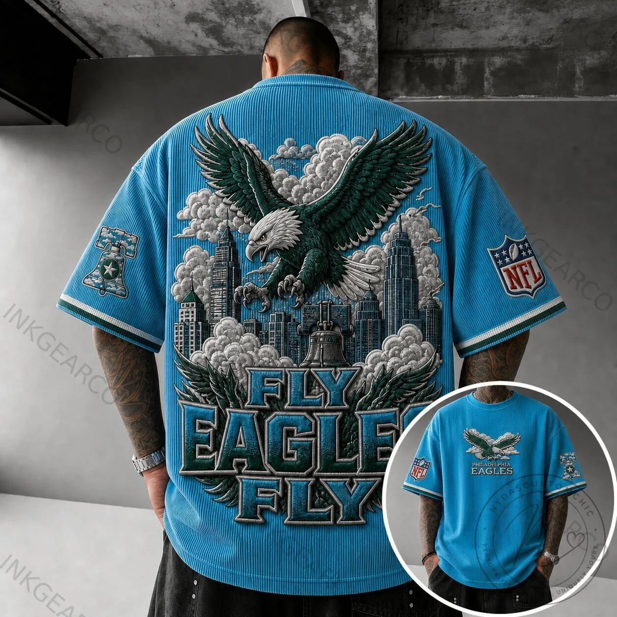 Philadelphia Eagles Fly Eagle Fly NFL Football Team Corduroy T-Shirt 5 Philadelphia Eagles Fly Eagle Fly NFL Football Team Corduroy T-Shirt