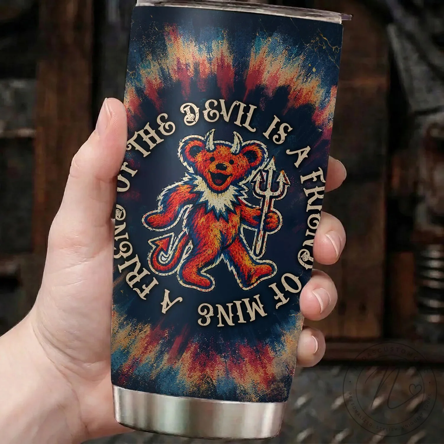 Grateful Dead Friend Of The Devil Lyrics Tie-Dye Stainless Steel Tumbler 12 Grateful Dead Friend Of The Devil Lyrics Tie-Dye Stainless Steel Tumbler