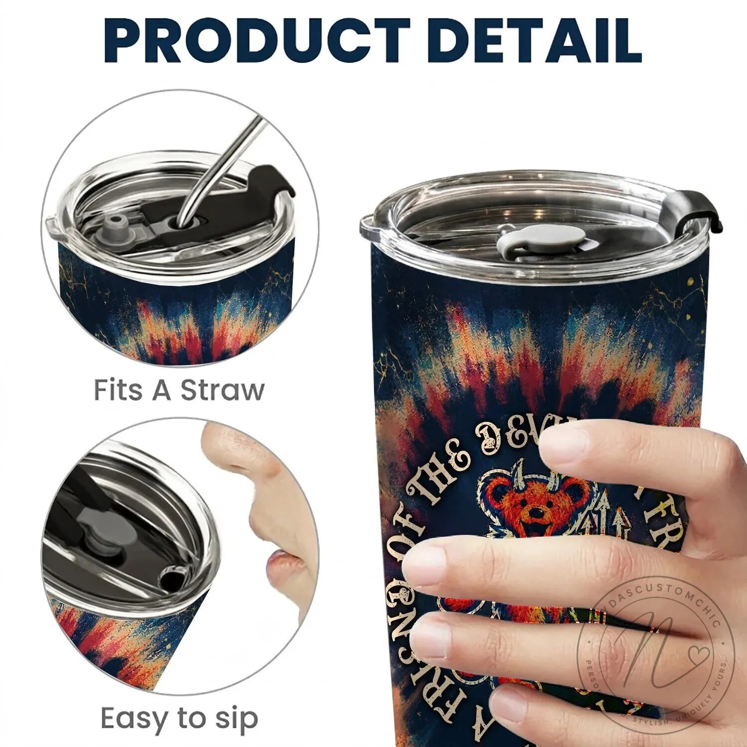 Grateful Dead Friend Of The Devil Lyrics Tie-Dye Stainless Steel Tumbler 13 Grateful Dead Friend Of The Devil Lyrics Tie-Dye Stainless Steel Tumbler