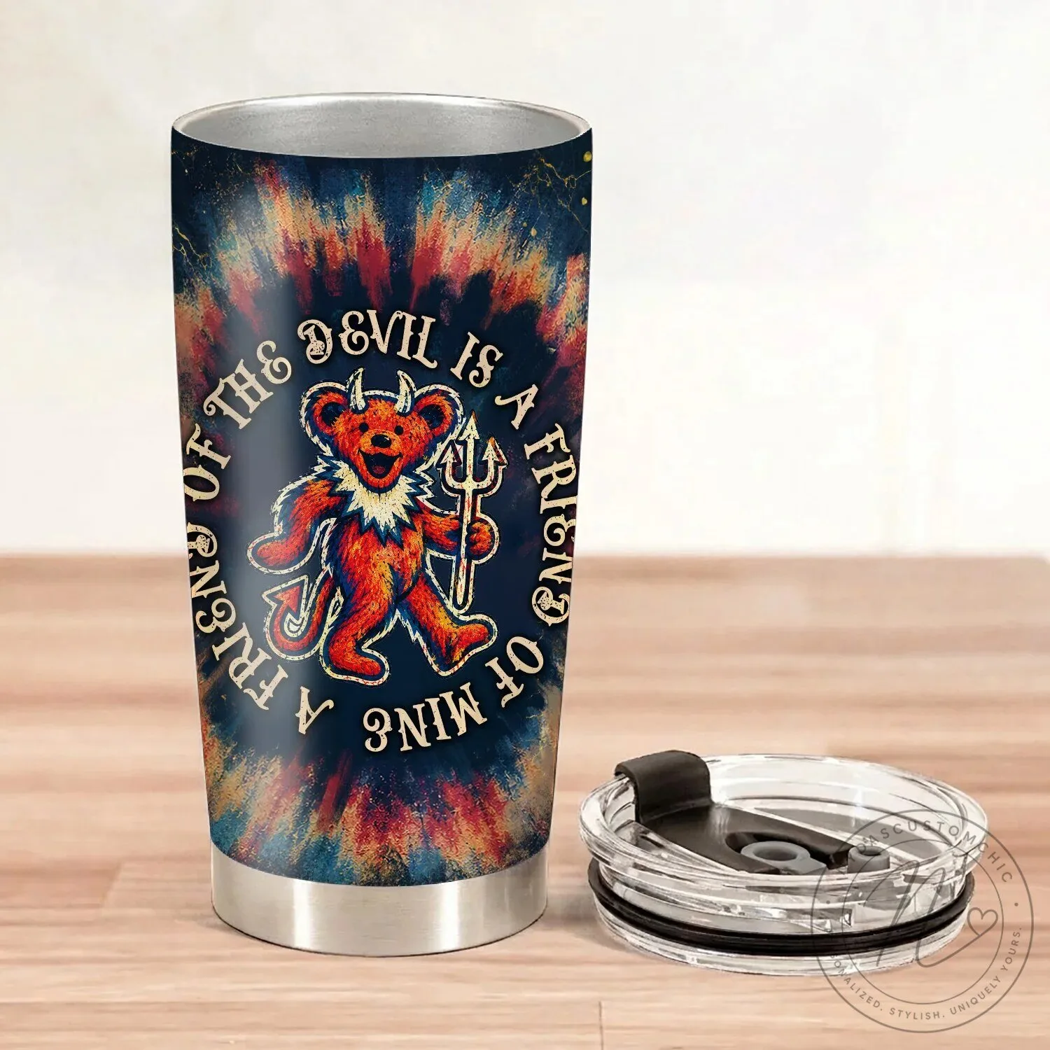 Grateful Dead Friend Of The Devil Lyrics Tie-Dye Stainless Steel Tumbler 14 Grateful Dead Friend Of The Devil Lyrics Tie-Dye Stainless Steel Tumbler