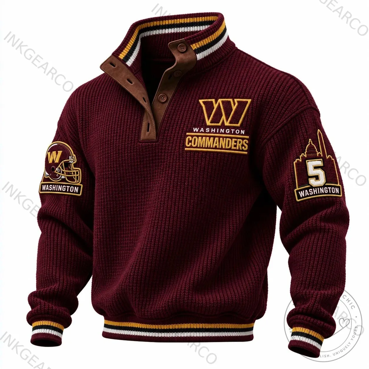 Washington Commanders Football Team Pullover Sweatshirt with Stand Collar 2 Washington Commanders Football Team Pullover Sweatshirt with Stand Collar