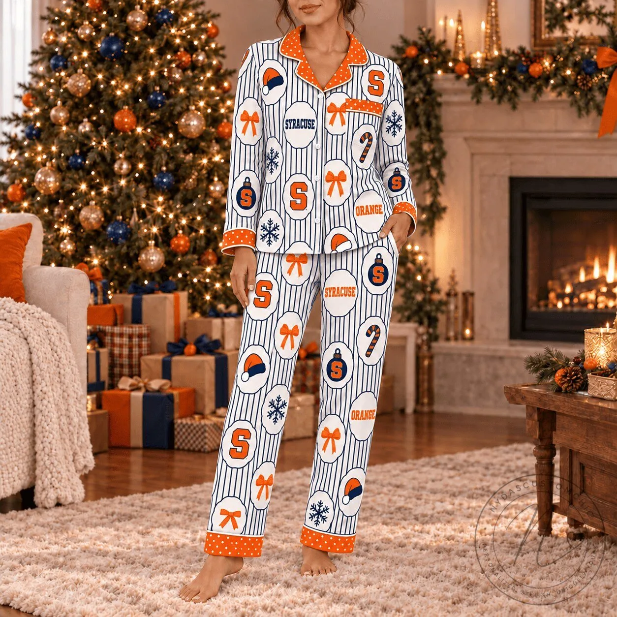 Syracuse Orange Christmas Holiday Pattern Pajamas Set 1 Syracuse Orange Christmas Holiday Pattern Pajamas Set