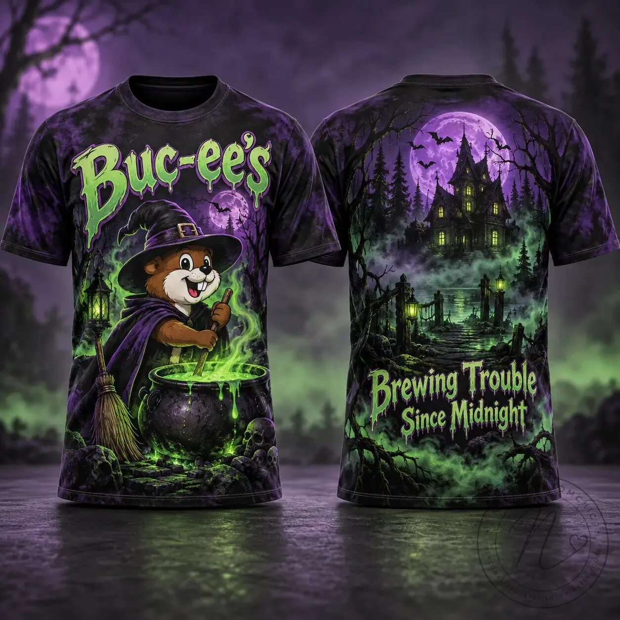 Buc-ee's Witch Brewing Trouble Since Midnight Halloween Purple T-Shirt