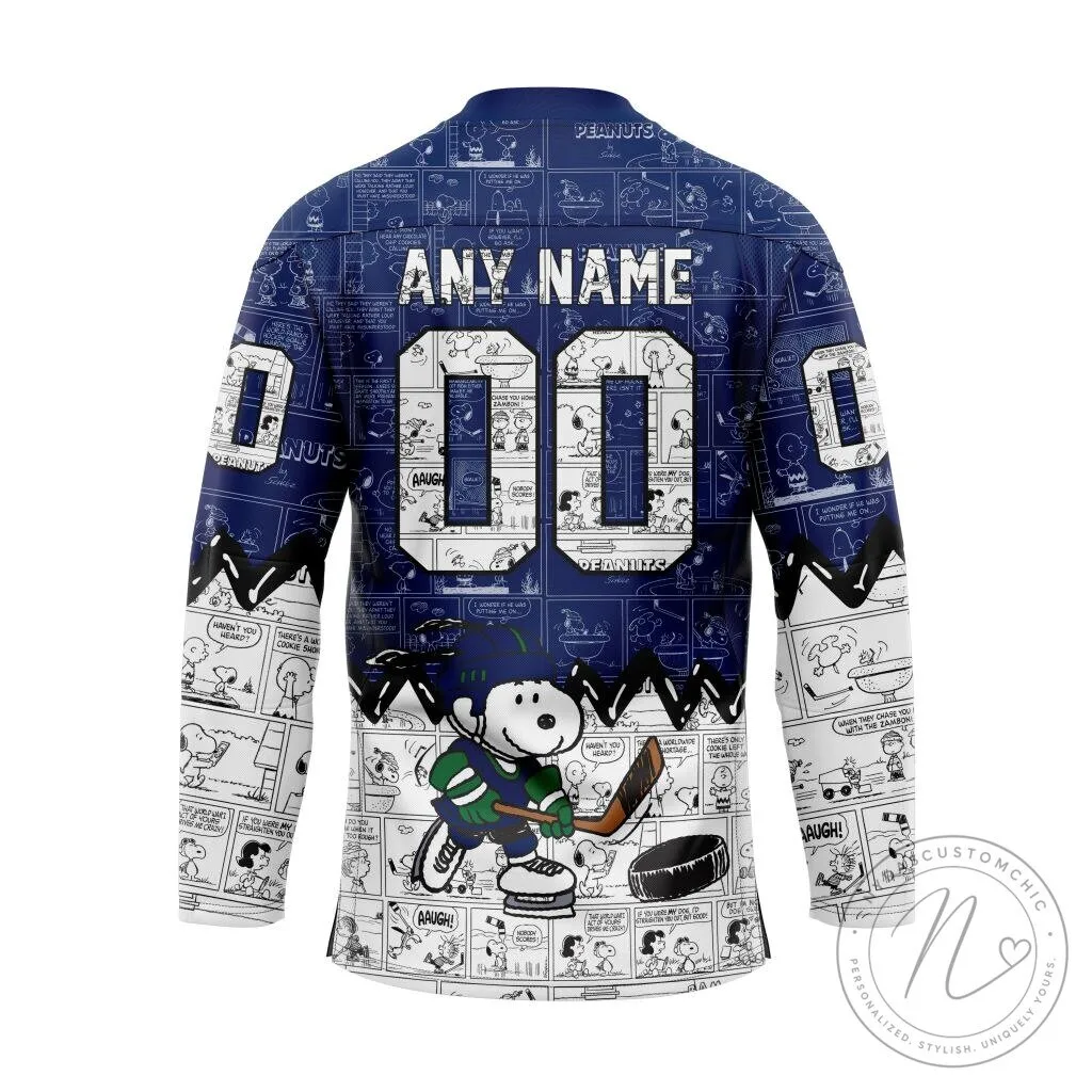 Vancouver Canucks Snoopy Peanuts Comic Strip Hockey Jersey 5 Vancouver Canucks Snoopy Peanuts Comic Strip Hockey Jersey