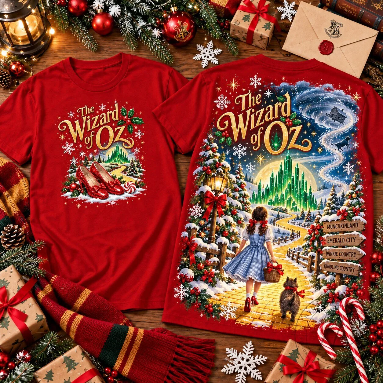 The Wizard of Oz Christmas Fantasy Graphic T-Shirt 5 The Wizard of Oz Christmas Fantasy Graphic T-Shirt