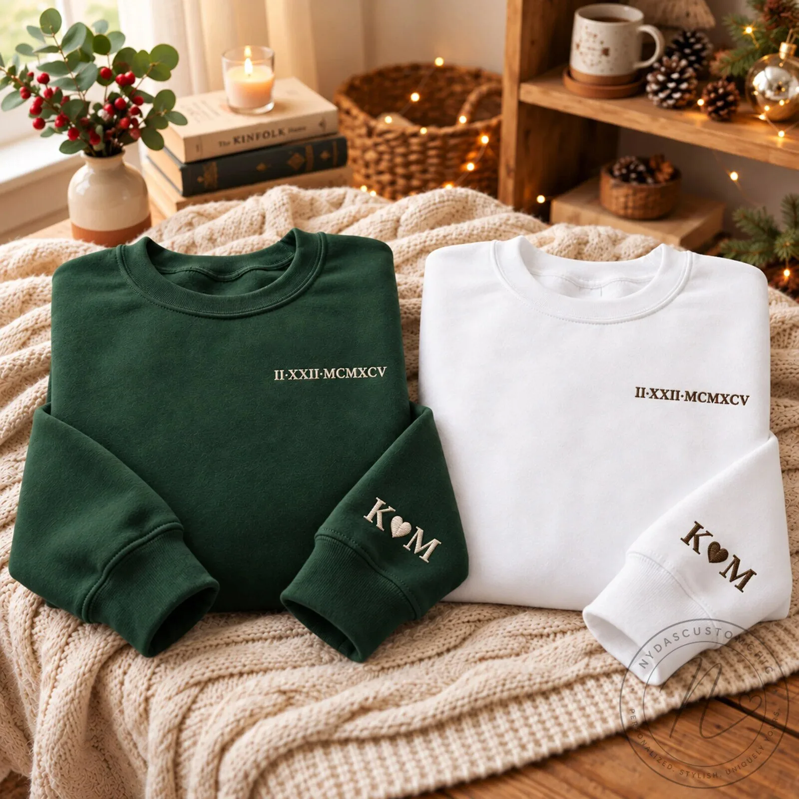 Personalized Couple Initials Roman Numeral Date Matching Sweatshirt