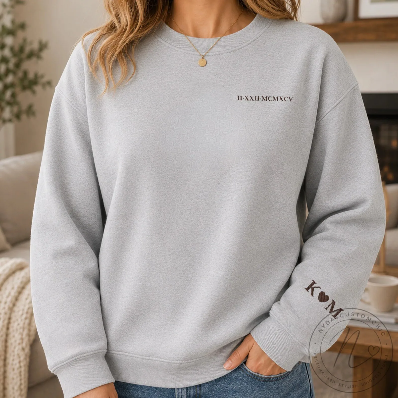Personalized Couple Initials Roman Numeral Date Matching Sweatshirt 13 Personalized Couple Initials Roman Numeral Date Matching Sweatshirt