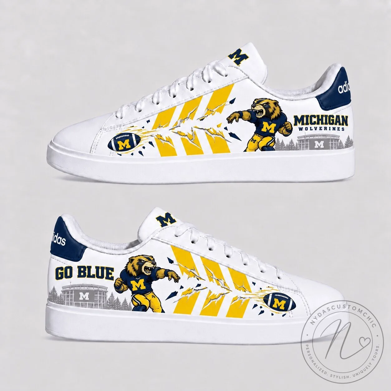 Michigan Wolverines Football Team Mascot White Sneakers