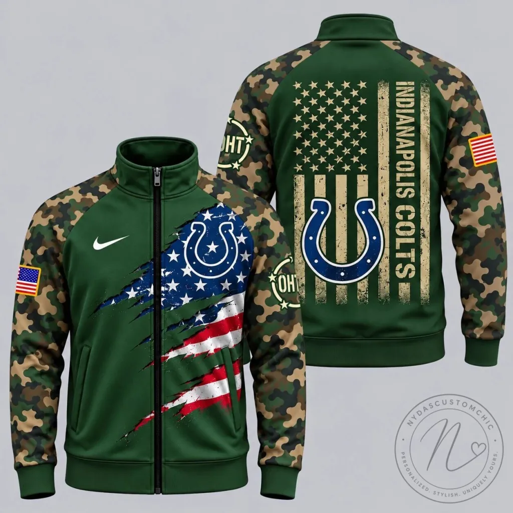 Indianapolis Colts American Flag Military Camouflage Full-Zip Jacket Indianapolis Colts American Flag Military Camouflage Full-Zip Jacket