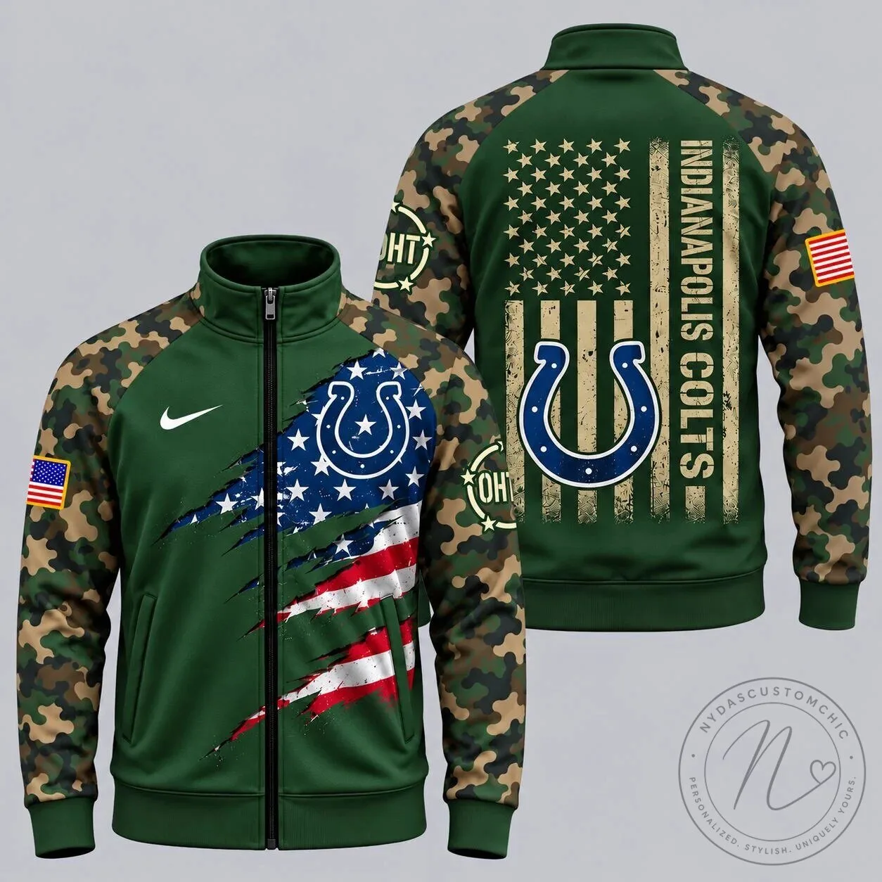 Indianapolis Colts American Flag Military Camouflage Full-Zip Jacket