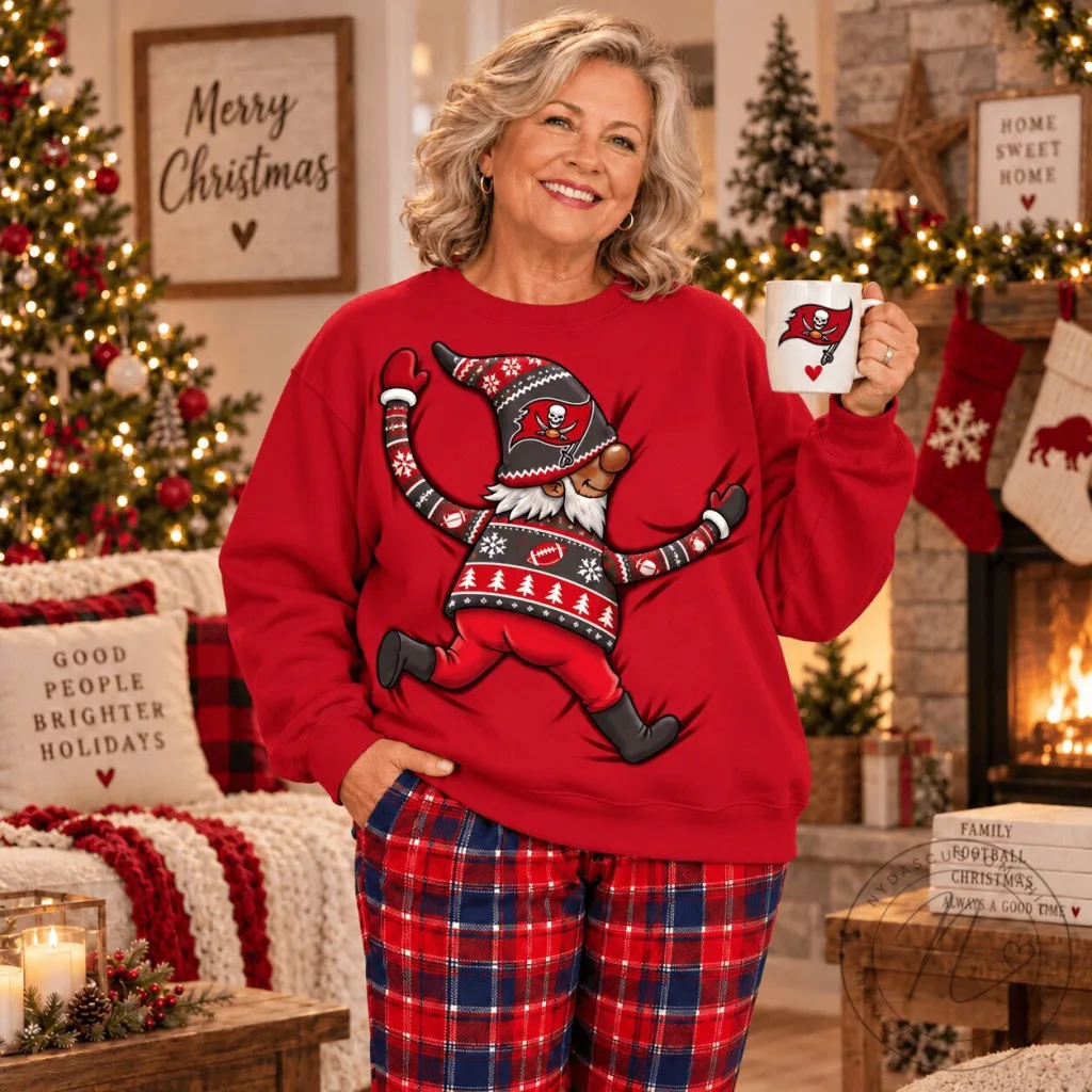 Tampa Bay Buccaneers Christmas Football Gnome Red Women's Sweatshirt Tampa Bay Buccaneers Christmas Football Gnome Red Women's Sweatshirt
