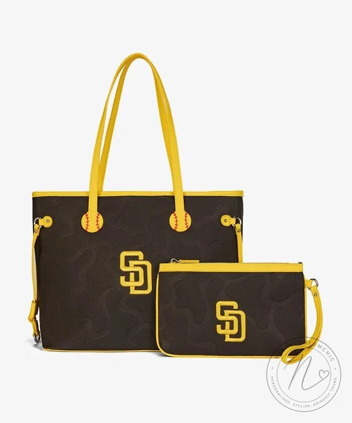 San Diego Padres MLB Baseball Team Logo Tote Bag with Wristlet Wallet Set 3 San Diego Padres MLB Baseball Team Logo Tote Bag with Wristlet Wallet Set