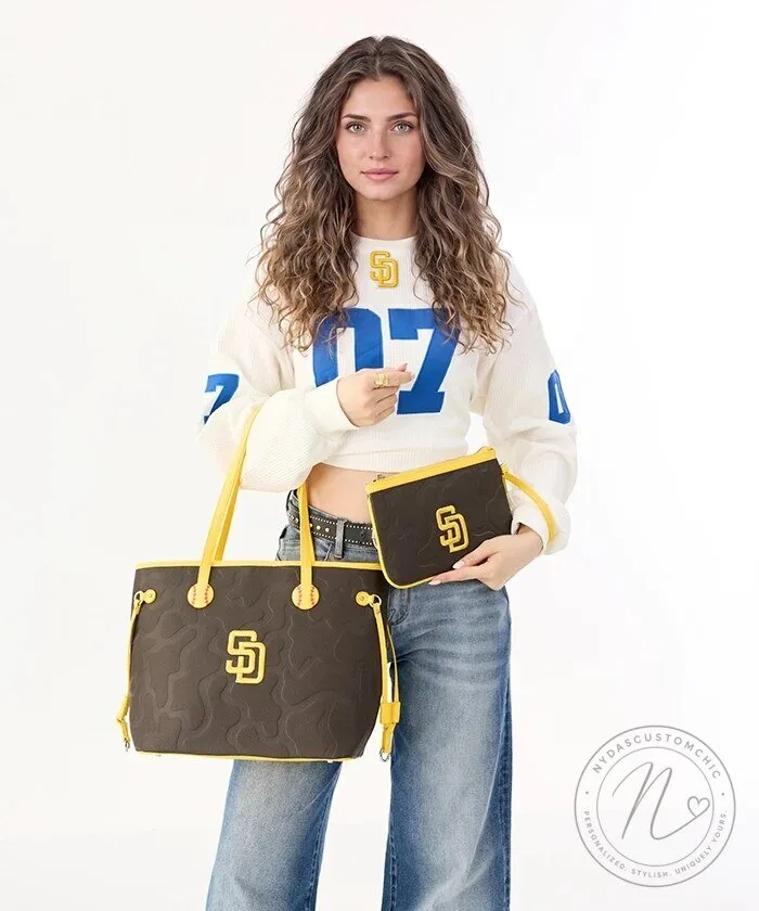 San Diego Padres MLB Baseball Team Logo Tote Bag with Wristlet Wallet Set 20 San Diego Padres MLB Baseball Team Logo Tote Bag with Wristlet Wallet Set